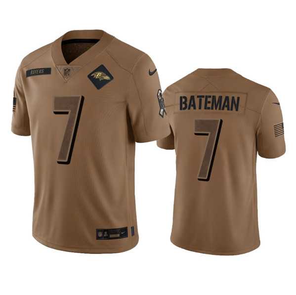 Men%27s Baltimore Ravens #7 Rashod Bateman 2023 Brown Salute To Service Limited Football Stitched Jersey Dyin->baltimore ravens->NFL Jersey